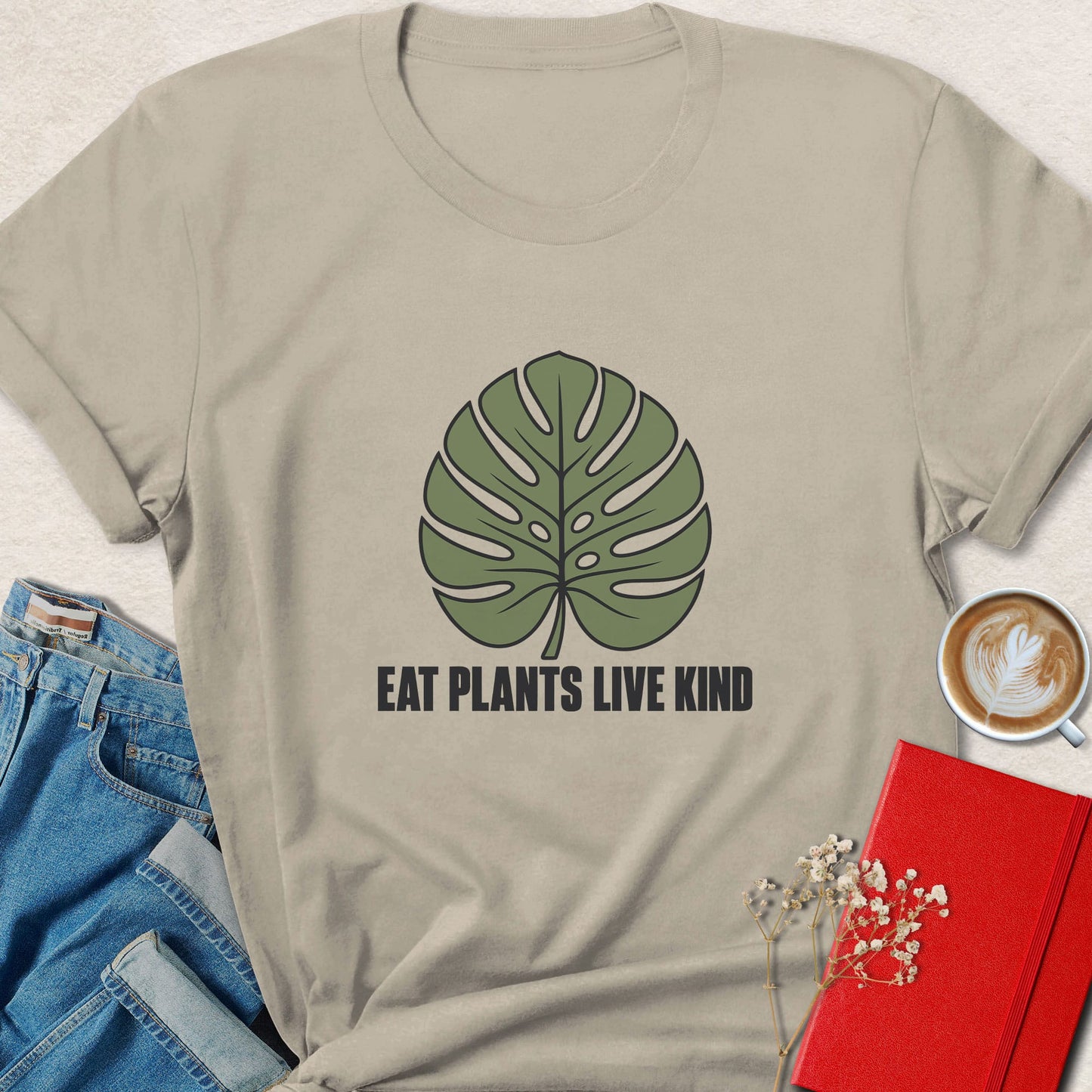 Eat Plants Live Kind Monstera Graphic T-Shirt