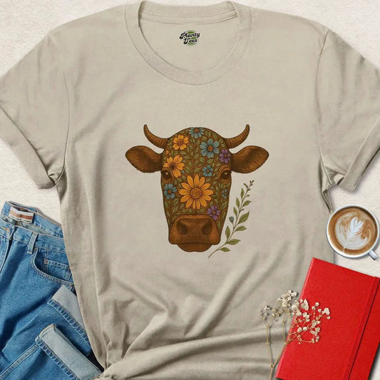 Floral Cow Vegan Shirt – Ethical Animal Rights Tee with Heart