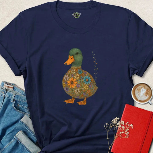 Floral Vegan Duck Shirt – Cute Cruelty-Free Tee for Nature Lovers