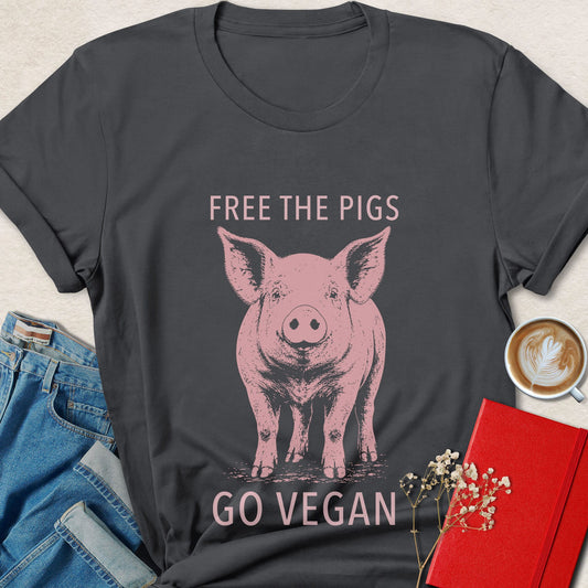 Free The Pigs Go Vegan Animal Rights Graphic Shirt