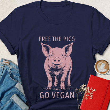 Free The Pigs Go Vegan Animal Rights Graphic Shirt