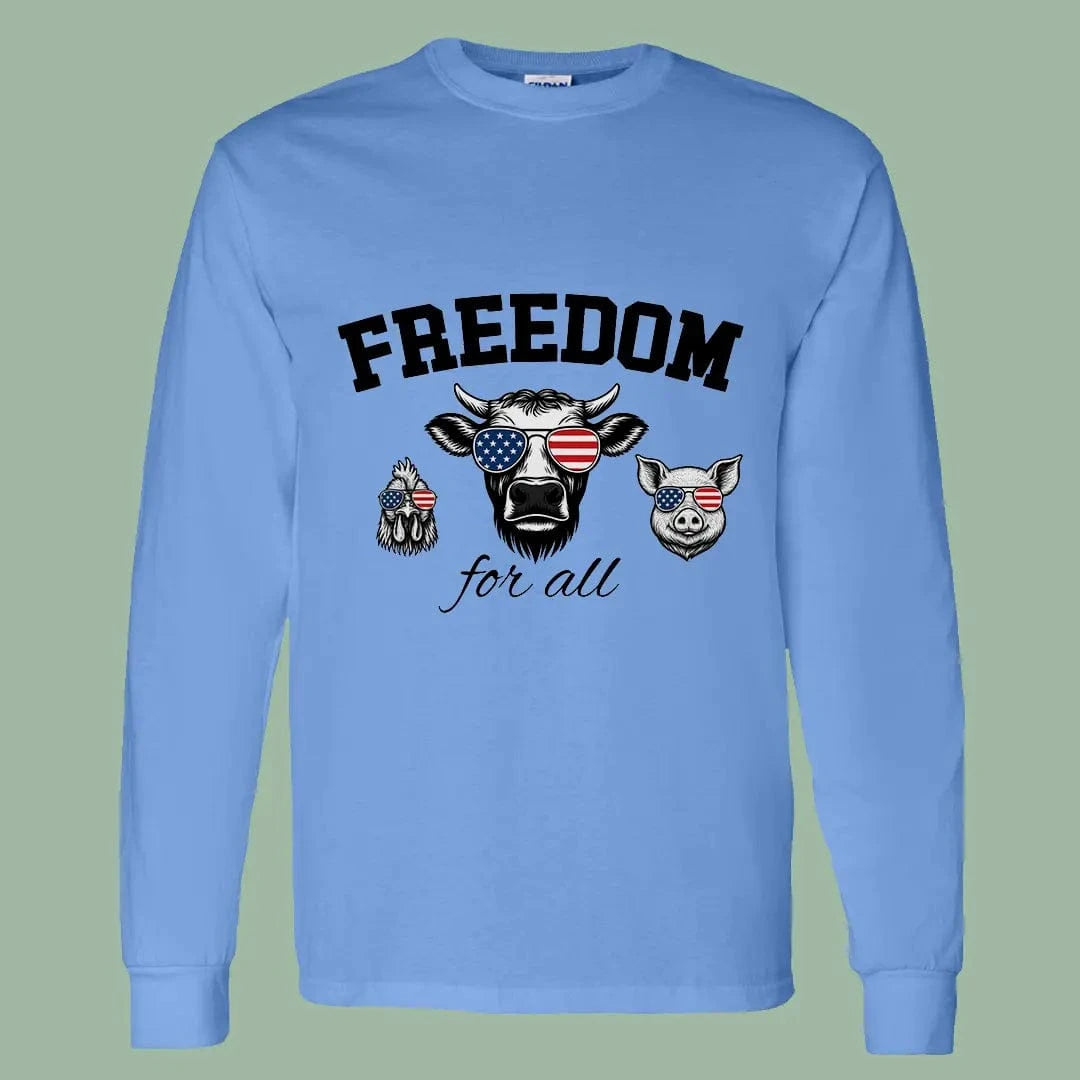 Freedom for All Vegan Shirt – Patriotic Animal Rights Long Sleeve