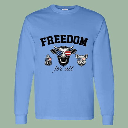 Freedom for All Vegan Shirt – Patriotic Animal Rights Long Sleeve