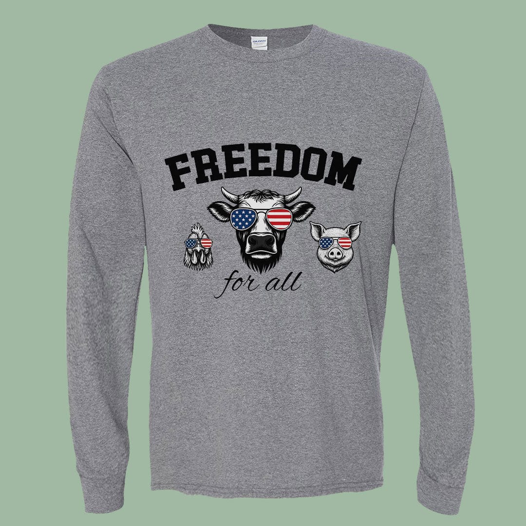 Freedom for All Vegan Shirt – Patriotic Animal Rights Long Sleeve