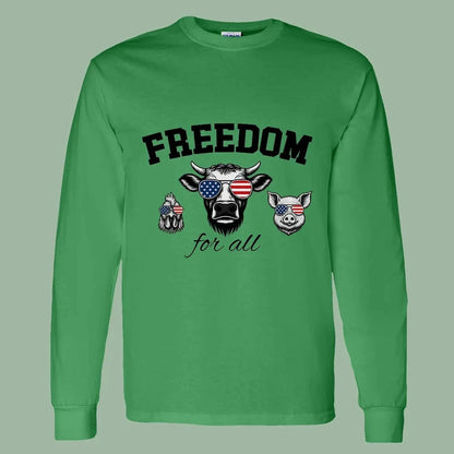 Freedom for All Vegan Shirt – Patriotic Animal Rights Long Sleeve