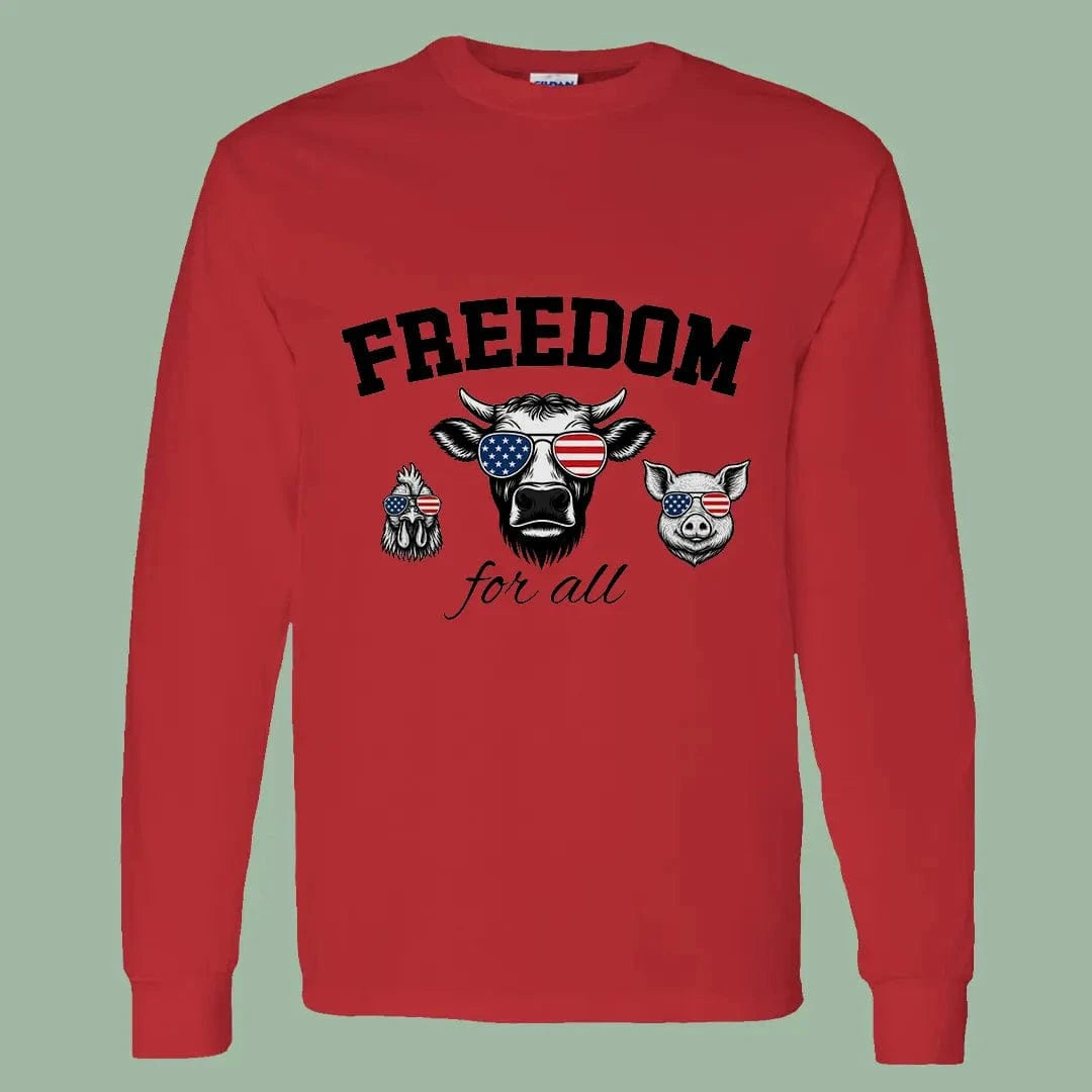 Freedom for All Vegan Shirt – Patriotic Animal Rights Long Sleeve