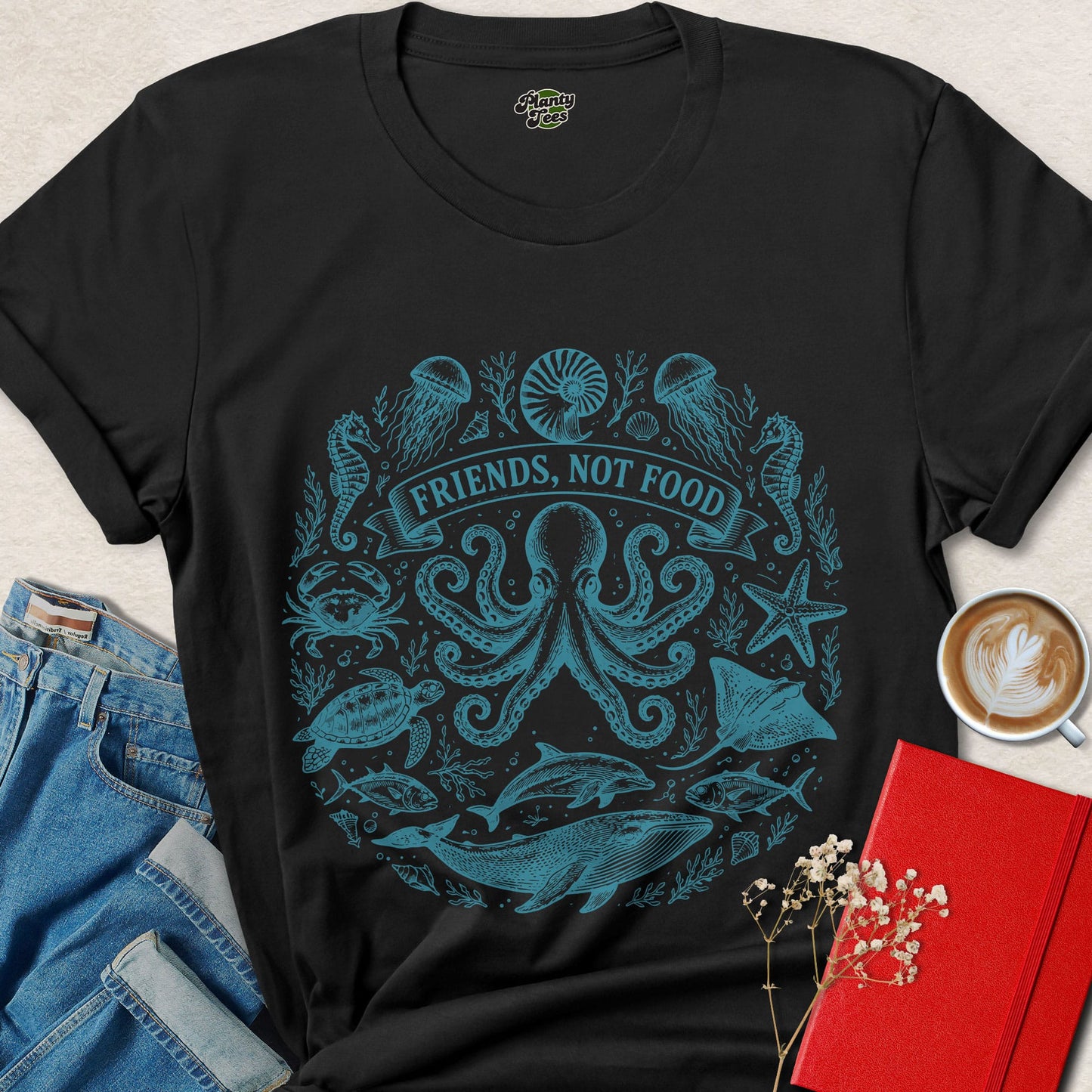 Friends Not Food Vegan Ocean Animal Rights Shirt