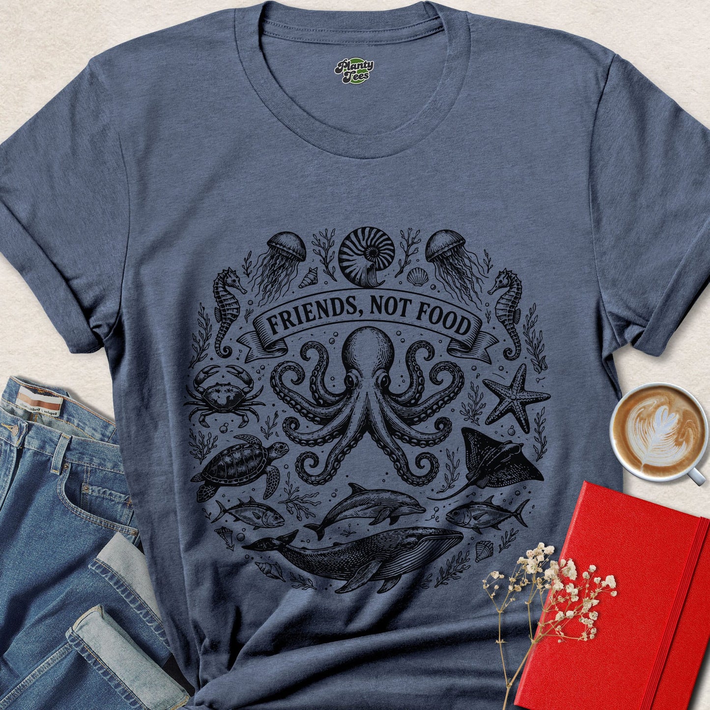 Friends Not Food Vegan Ocean Animal Rights Shirt