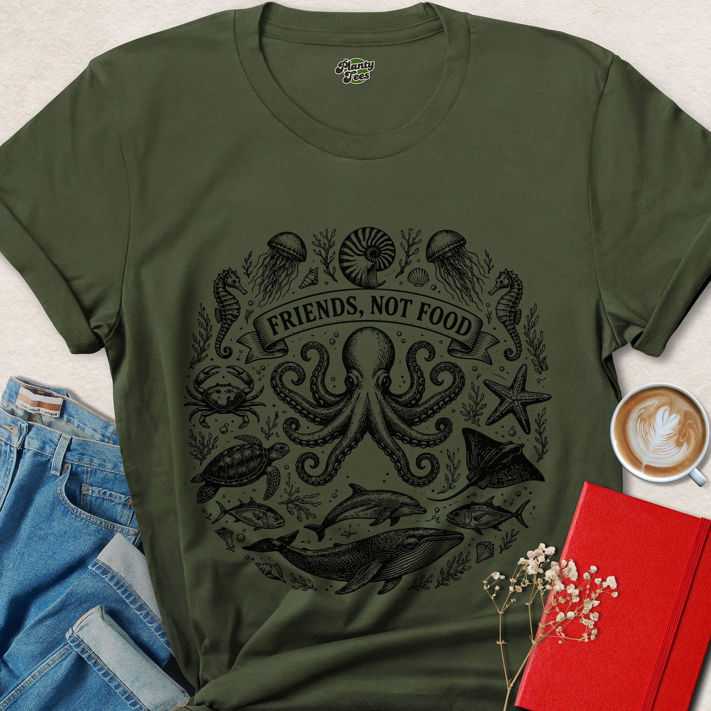 Friends Not Food Vegan Ocean Animal Rights Shirt