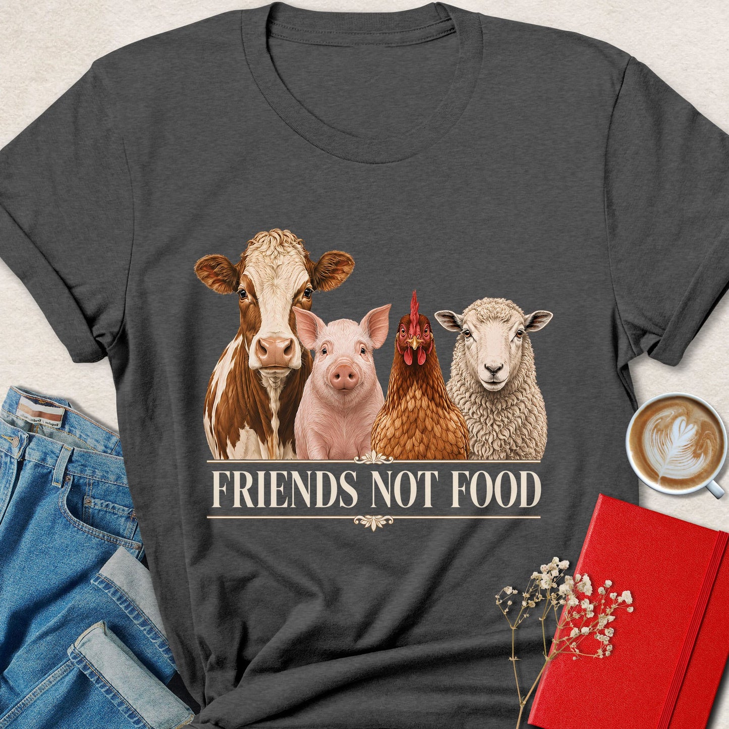 Friends Not Food Farm Animal Vegan T-Shirt