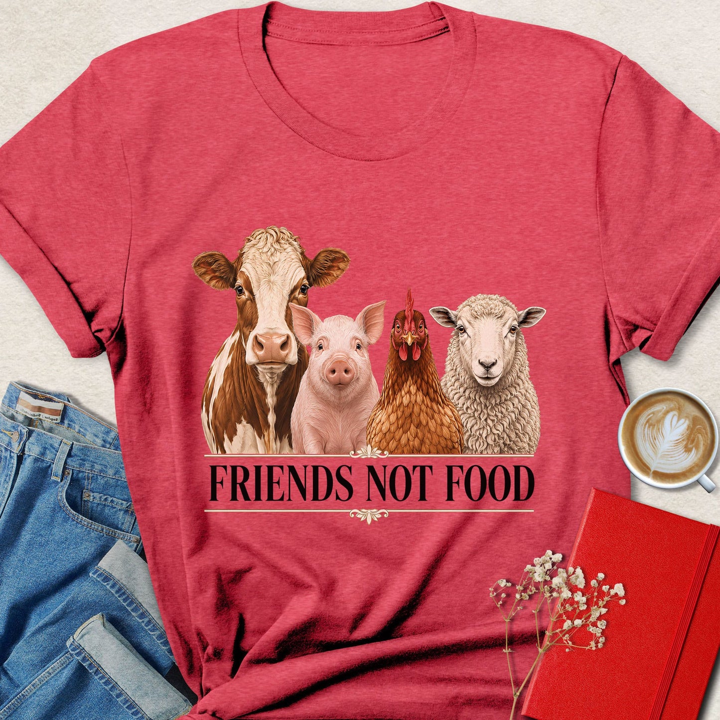Friends Not Food Farm Animal Vegan T-Shirt