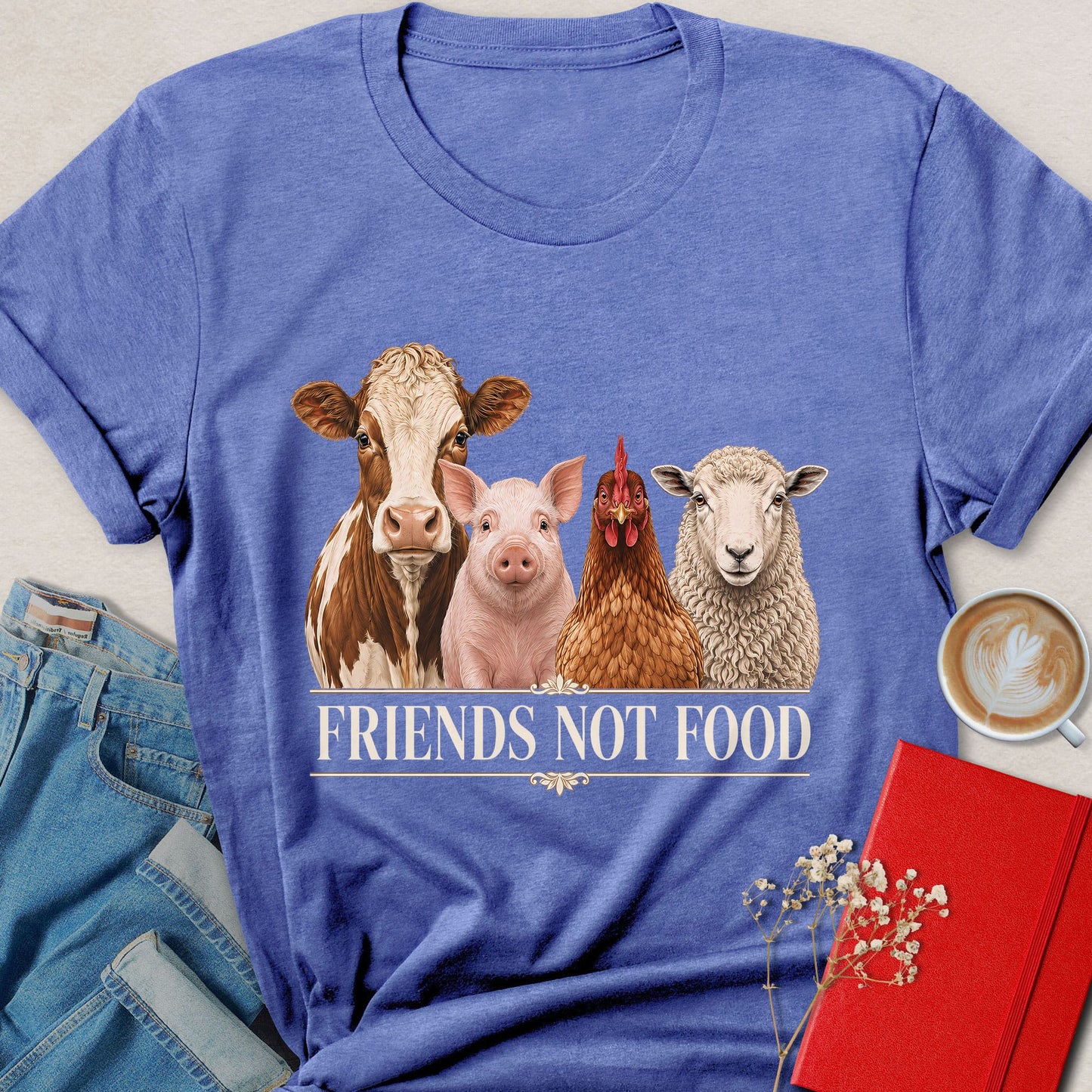 Friends Not Food Farm Animal Vegan T-Shirt