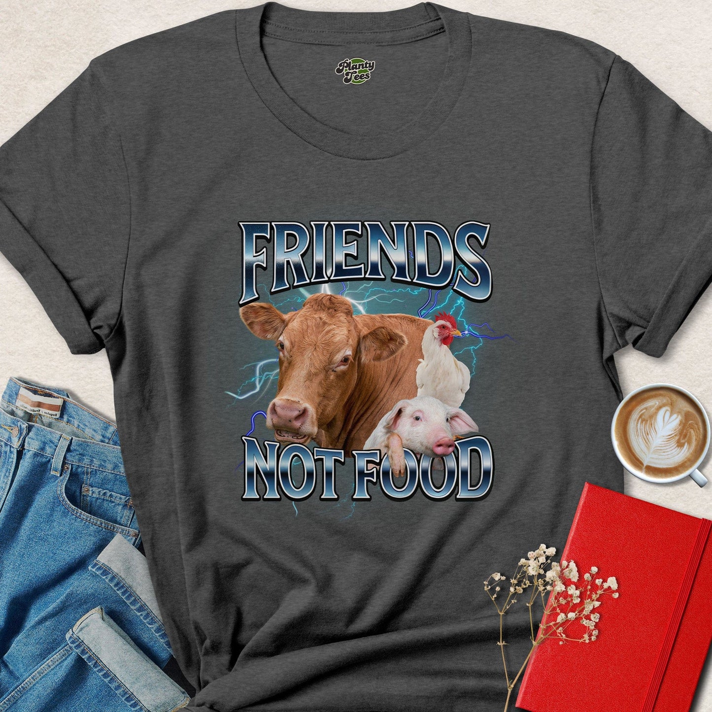 Friends Not Food Vegan Shirt | Animal Rights Graphic Tee