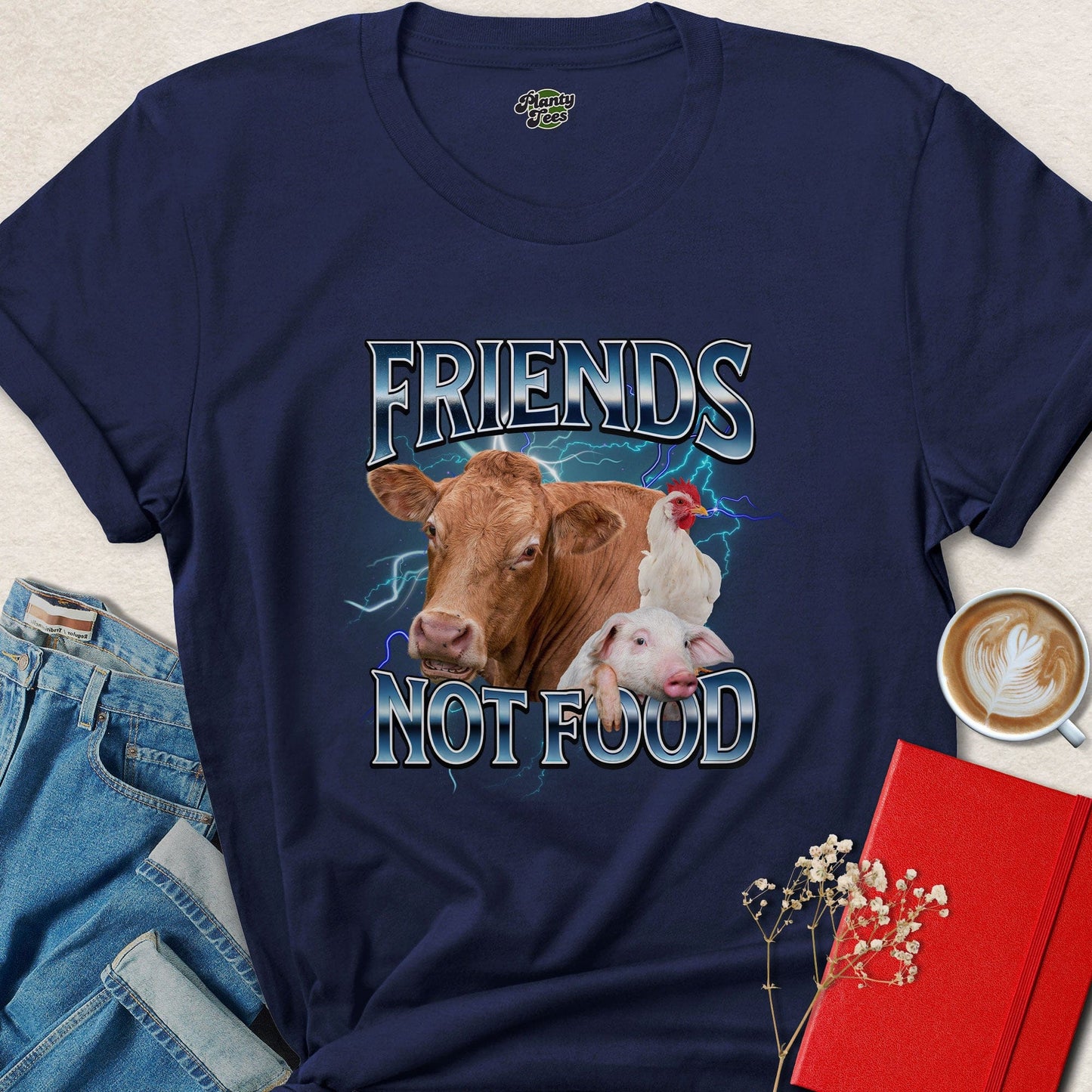 Friends Not Food Vegan Shirt | Animal Rights Graphic Tee