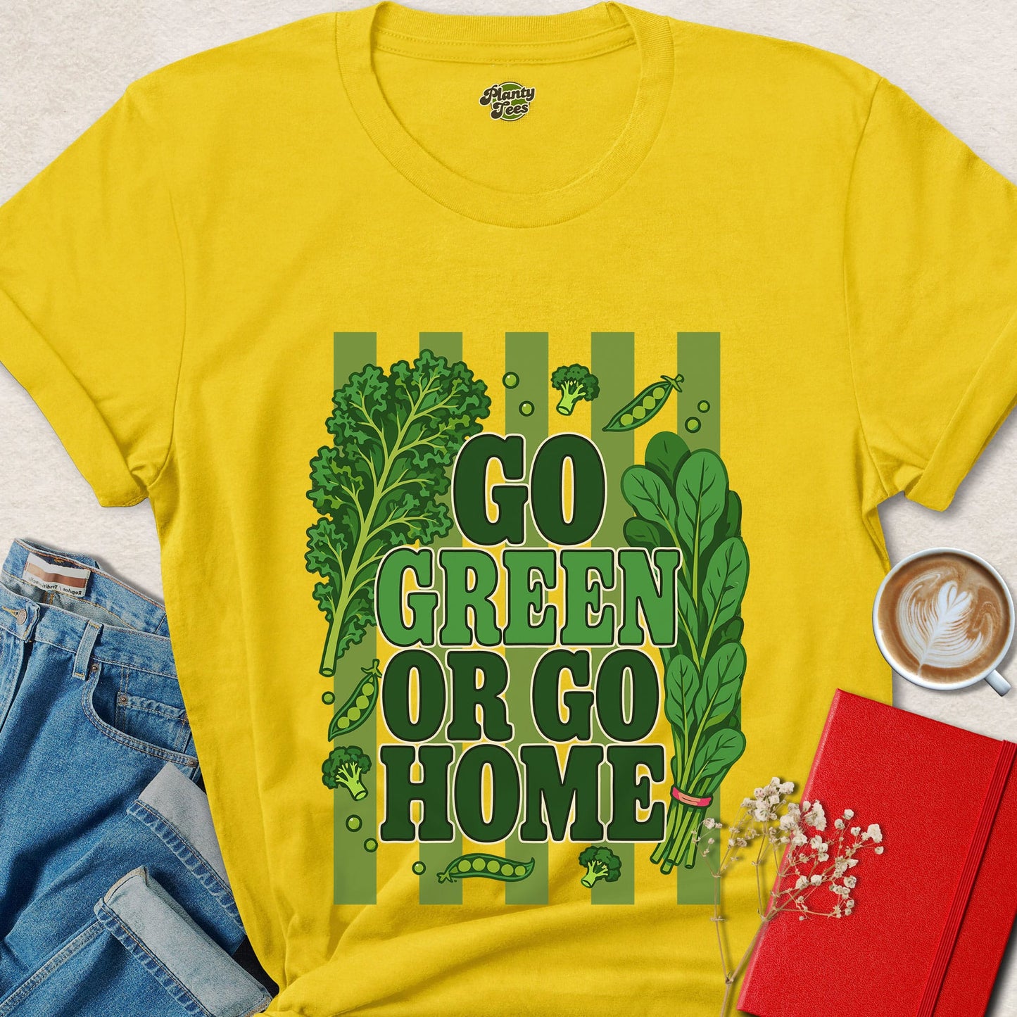 Go Green Or Go Home T-shirt | Funny Vegan Veggie Tee