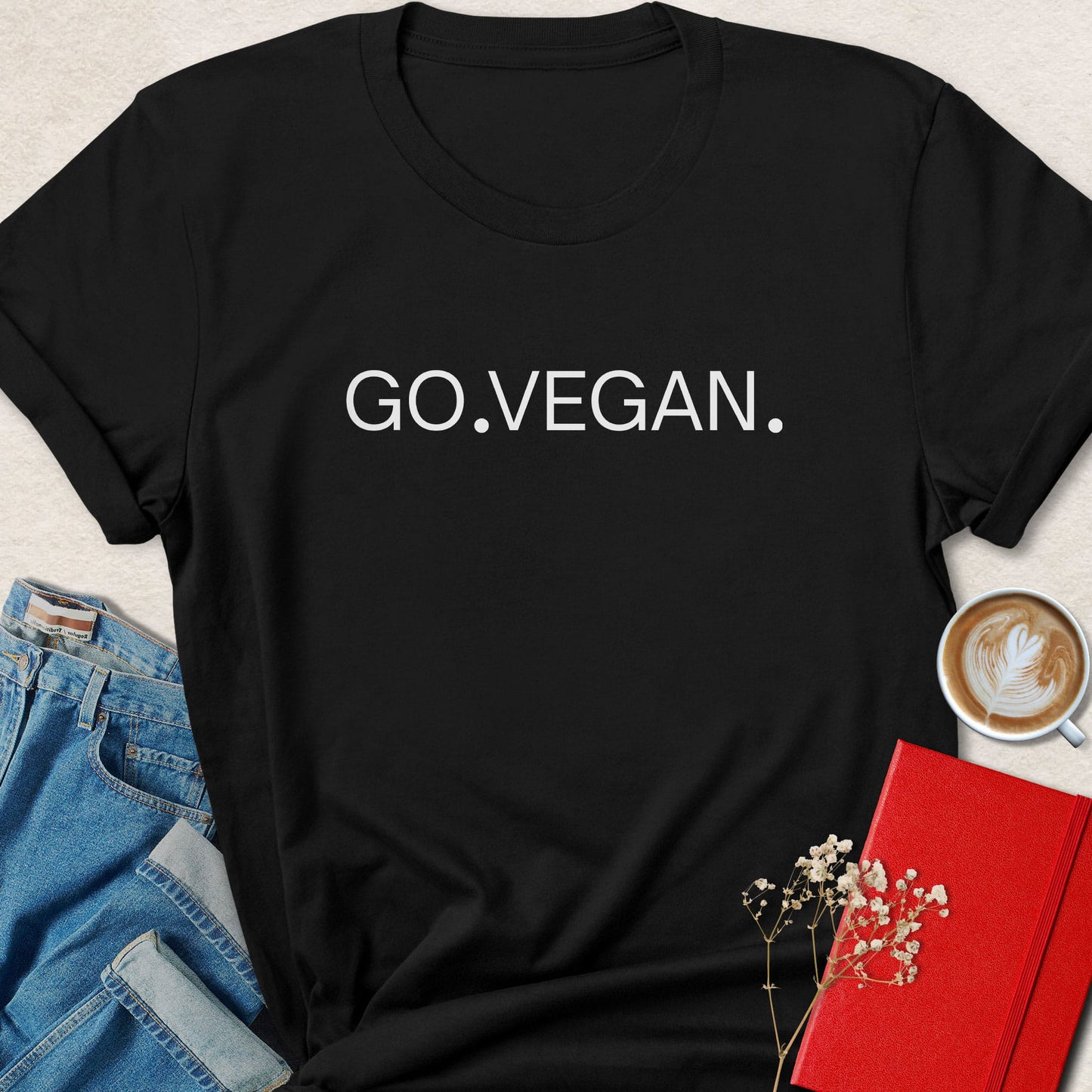 Minimalist Go Vegan Typography T-Shirt