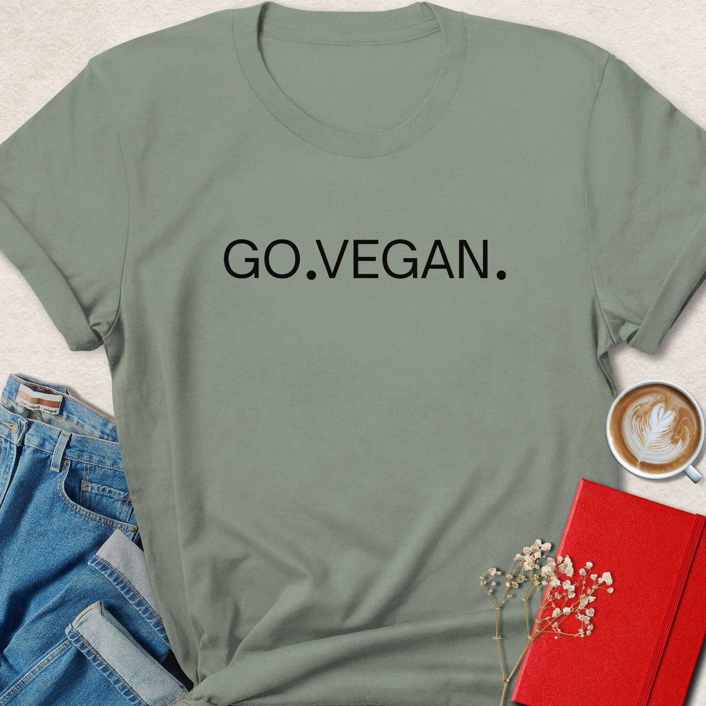 Minimalist Go Vegan Typography T-Shirt