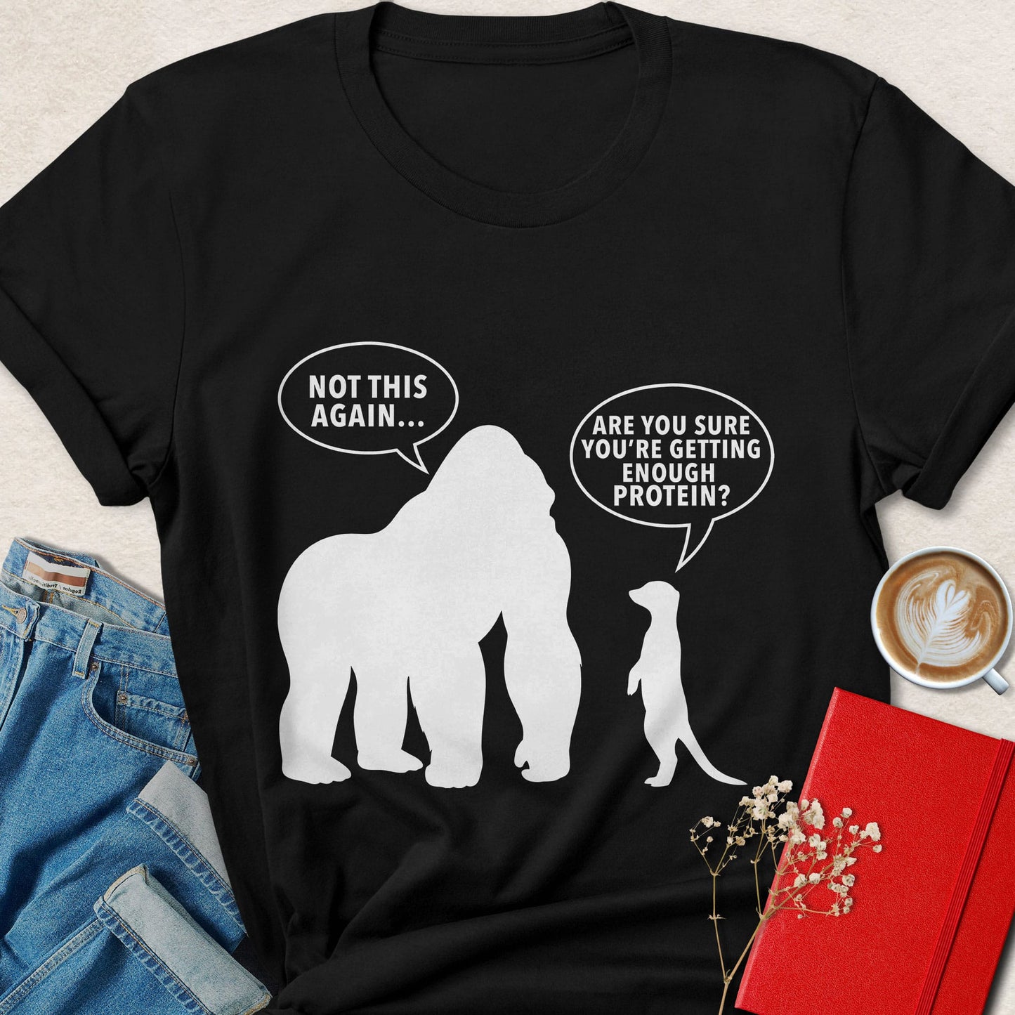 Gorilla & Meerkat Protein Joke T‑Shirt
