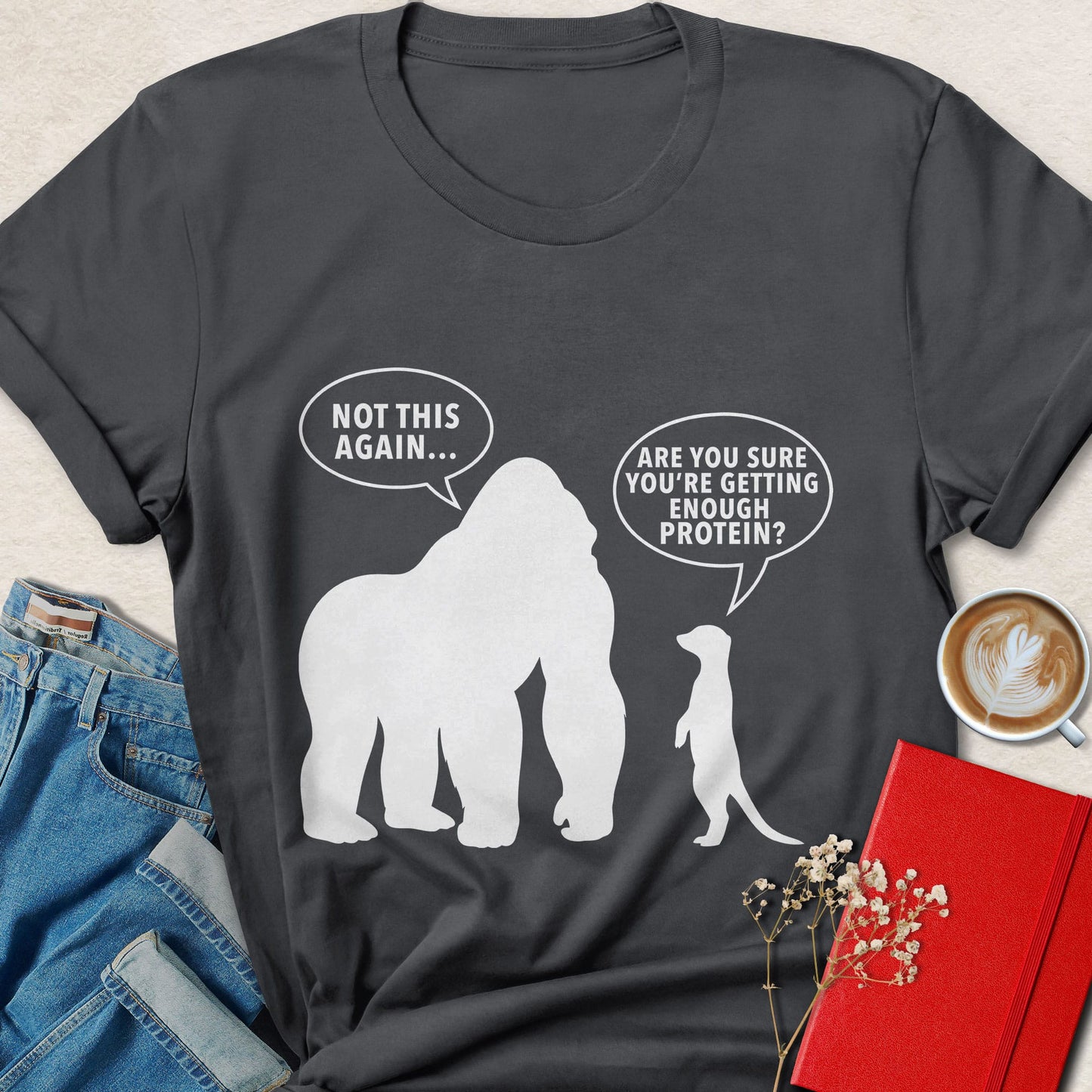 Gorilla & Meerkat Protein Joke T‑Shirt