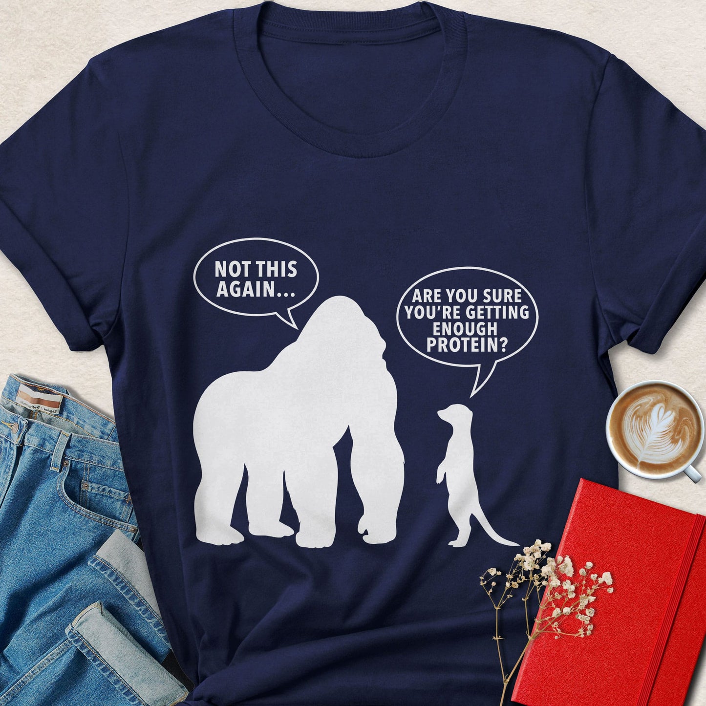 Gorilla & Meerkat Protein Joke T‑Shirt