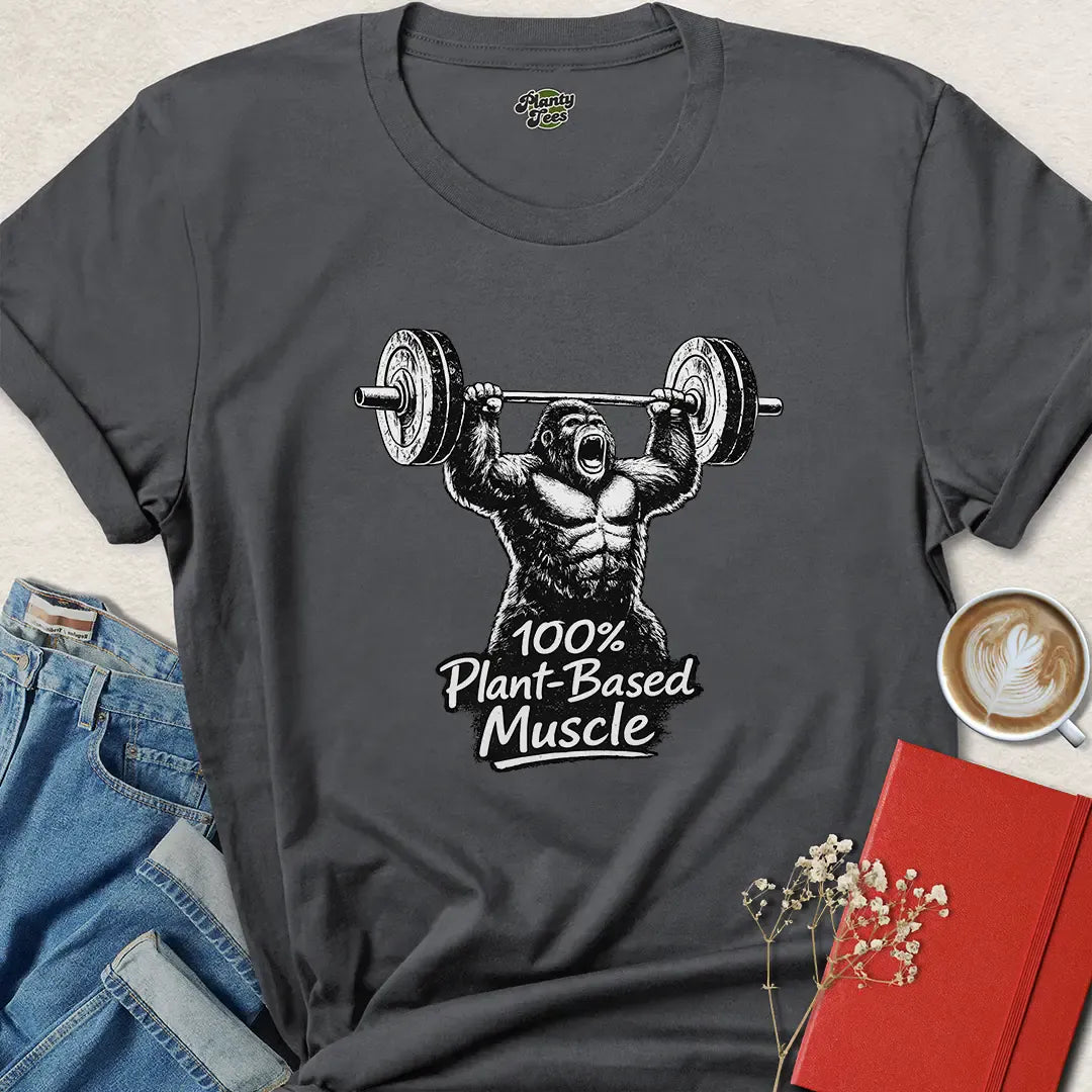 100% Plant-Based Muscle Shirt – Vegan Powerlifting Tee for Strong Athletes