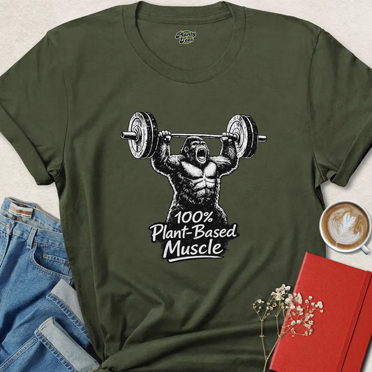 100% Plant-Based Muscle Shirt – Vegan Powerlifting Tee for Strong Athletes