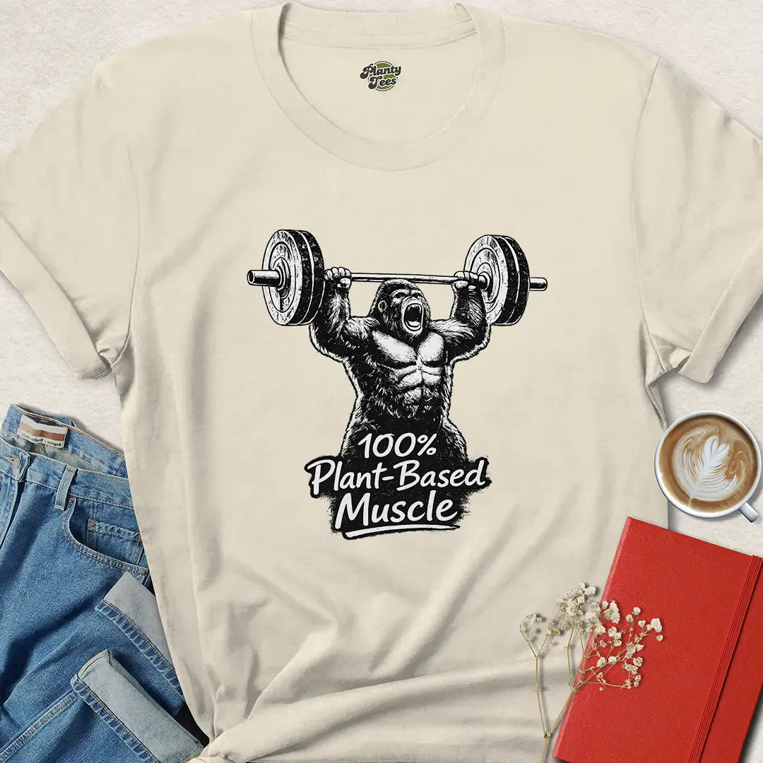 100% Plant-Based Muscle Shirt – Vegan Powerlifting Tee for Strong Athletes