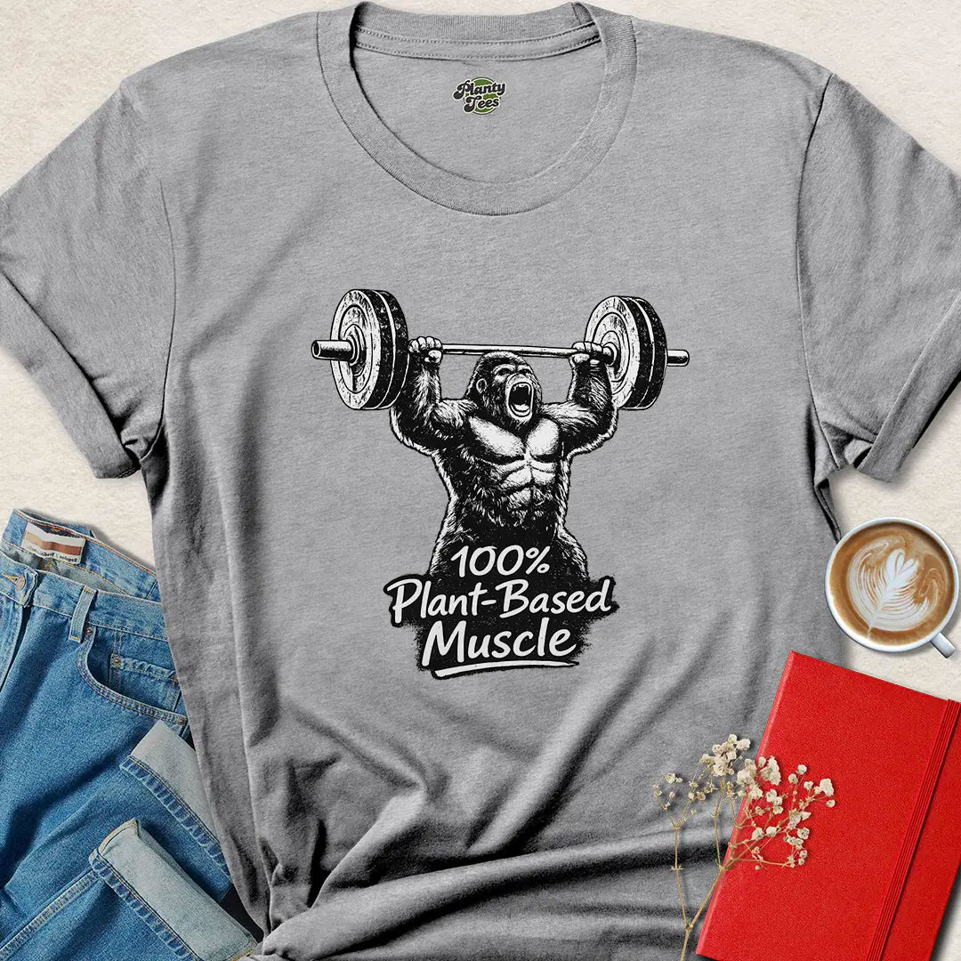 100% Plant-Based Muscle Shirt – Vegan Powerlifting Tee for Strong Athletes