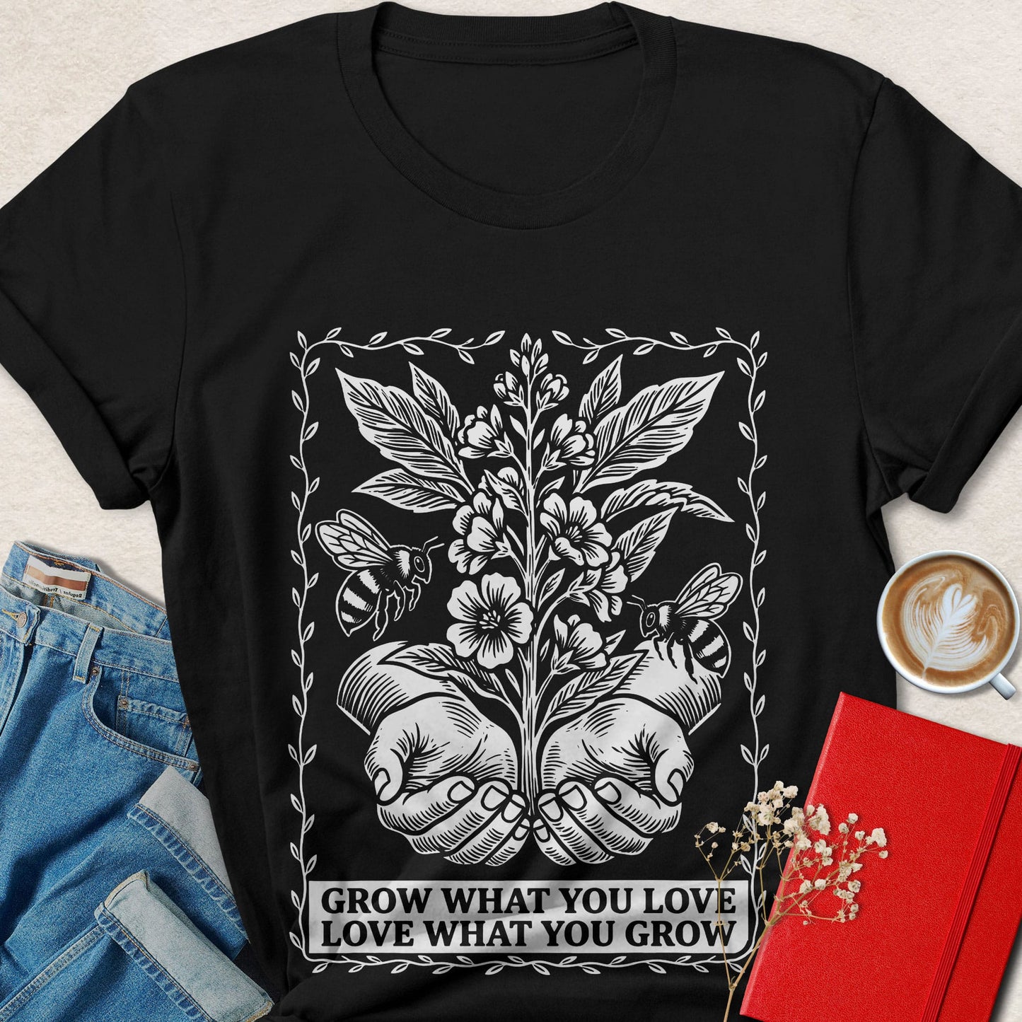 Grow What You Love Shirt | Botanical Nature Lover Tee