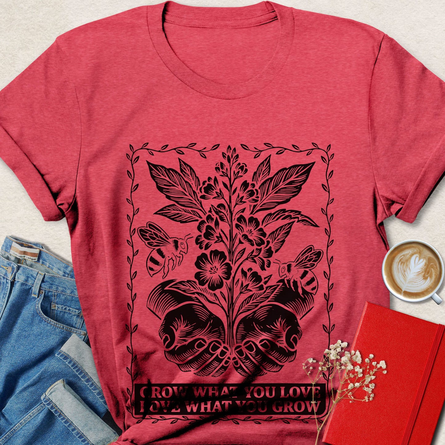 Grow What You Love Shirt | Botanical Nature Lover Tee