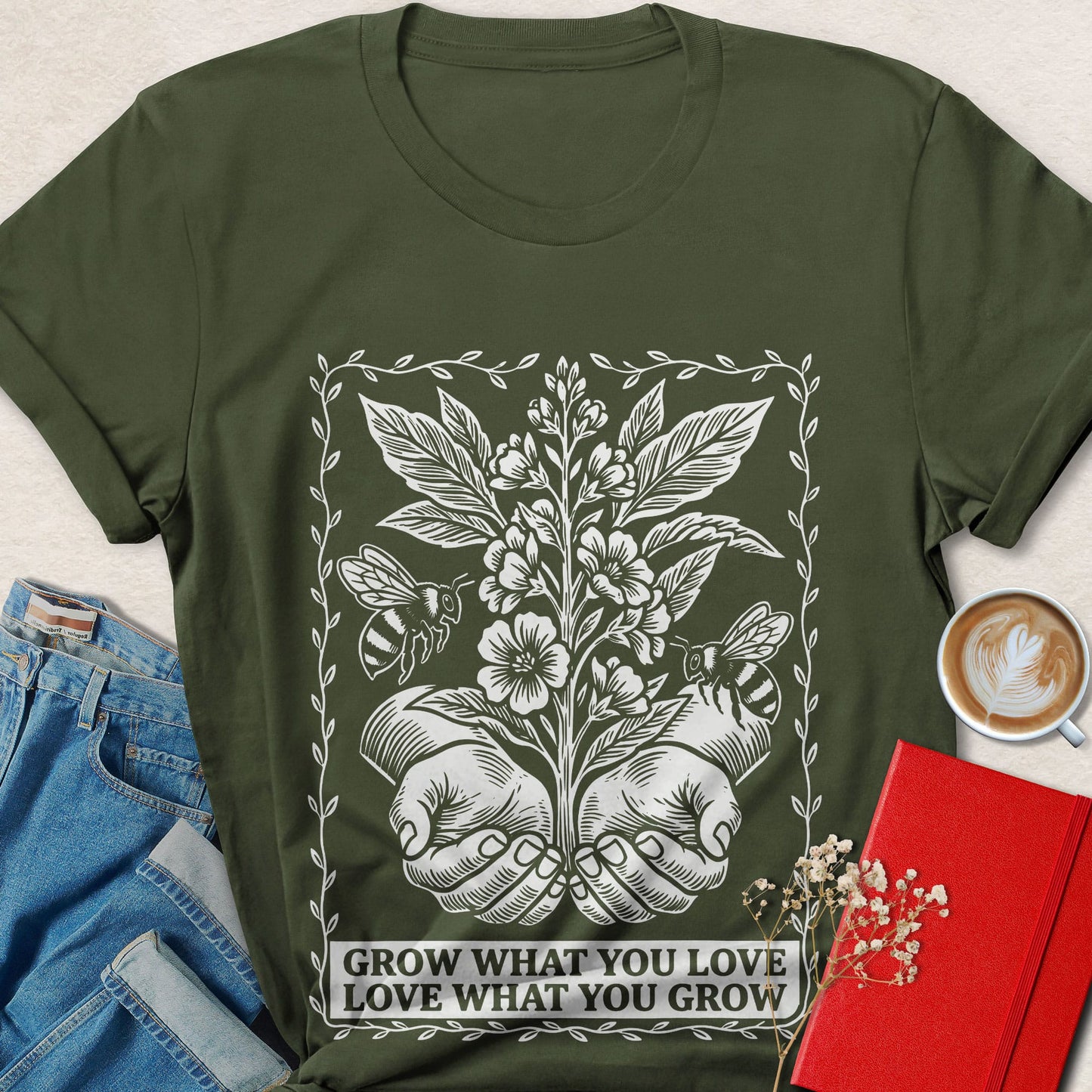 Grow What You Love Shirt | Botanical Nature Lover Tee
