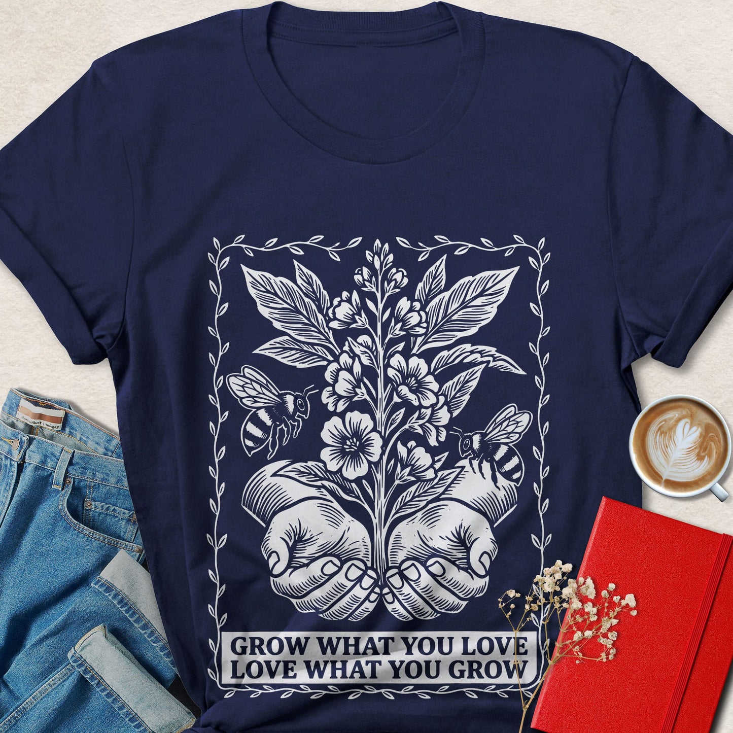 Grow What You Love Shirt | Botanical Nature Lover Tee