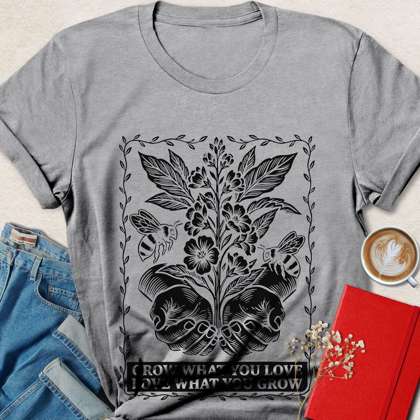 Grow What You Love Shirt | Botanical Nature Lover Tee