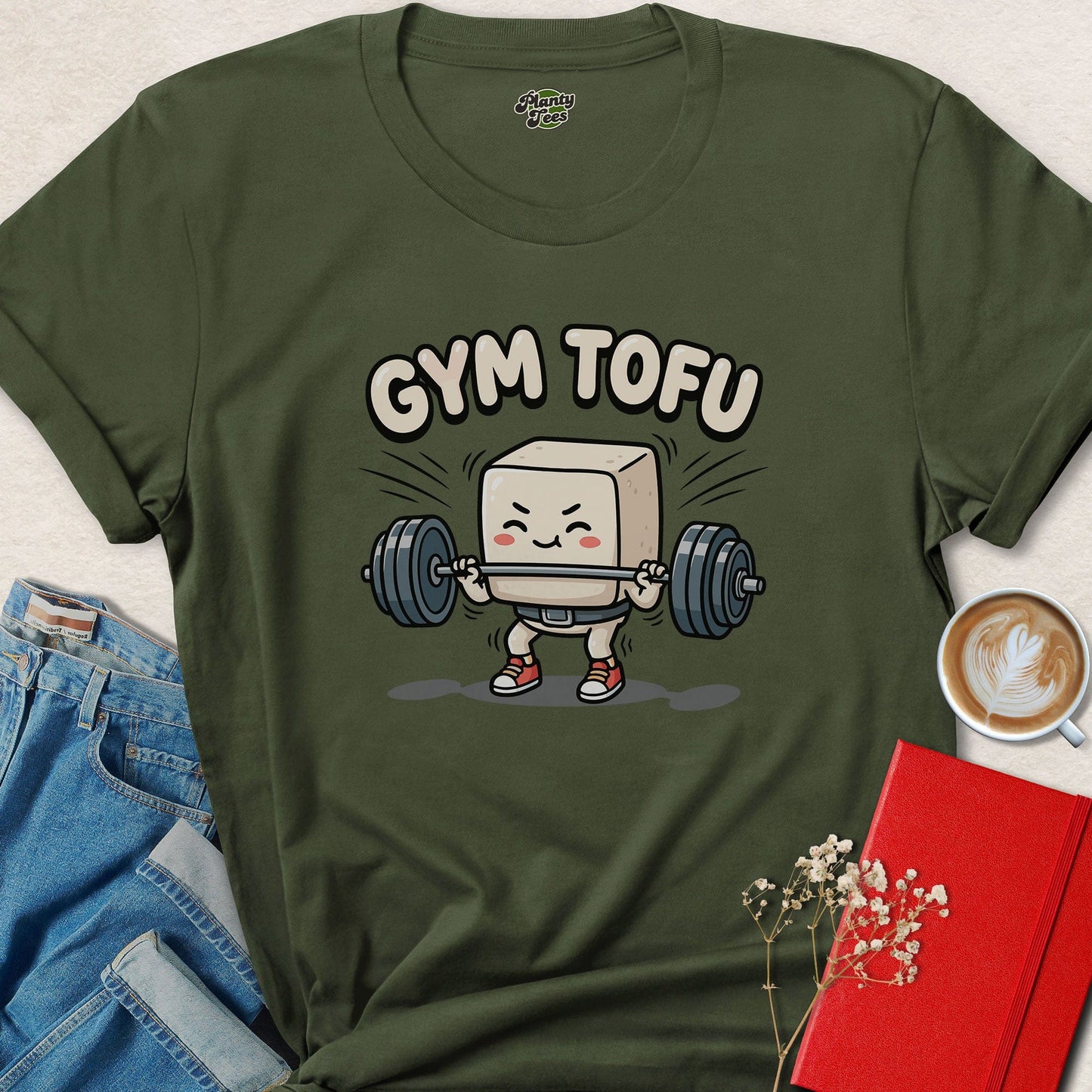 Gym Tofu Vegan Weightlifting Shirt Funny Plant Based Fitness Tee