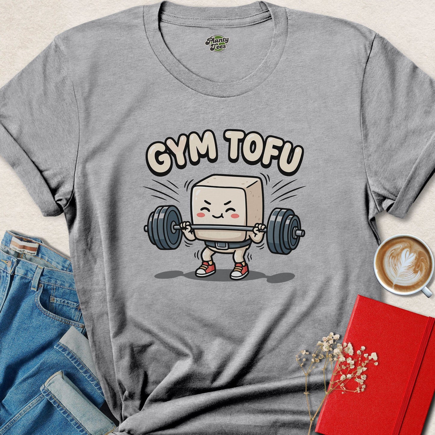 Gym Tofu Vegan Weightlifting Shirt Funny Plant Based Fitness Tee
