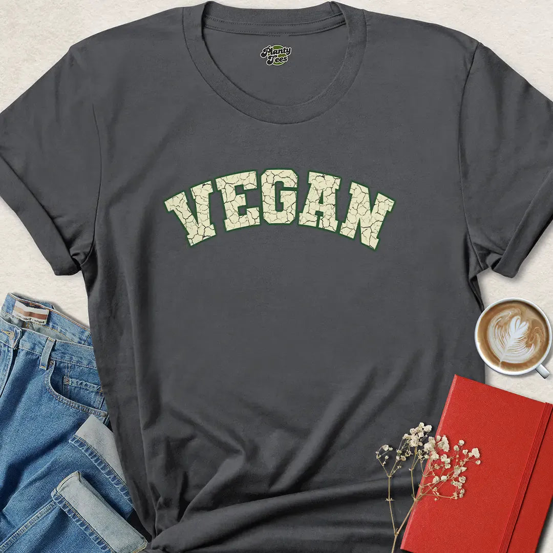 Vegan Collegiate Tee – Bold Plant-Based Statement Shirt