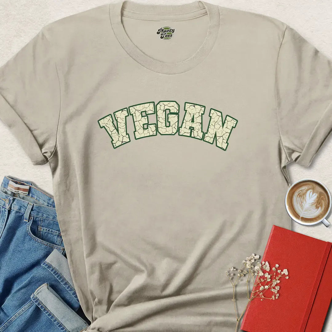 Vegan Collegiate Tee – Bold Plant-Based Statement Shirt