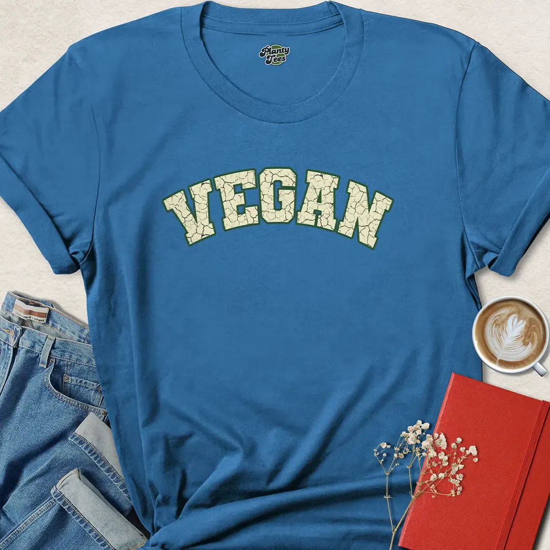 Vegan Collegiate Tee – Bold Plant-Based Statement Shirt