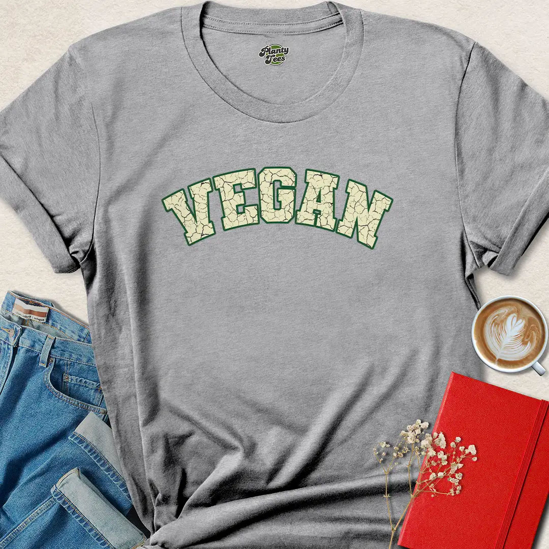 Vegan Collegiate Tee – Bold Plant-Based Statement Shirt
