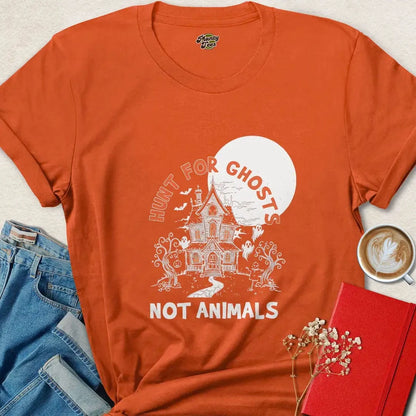 Hunt For Ghosts Not Animals Vegan Halloween T-Shirt