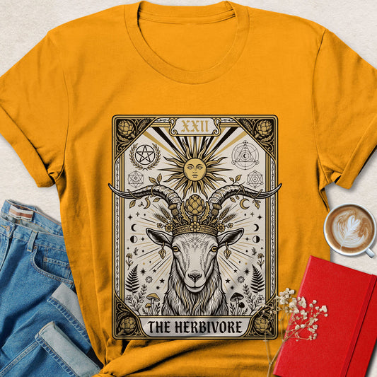 Herbivore Tarot Goat Vegan Shirt | Mystical Plant Based Tee