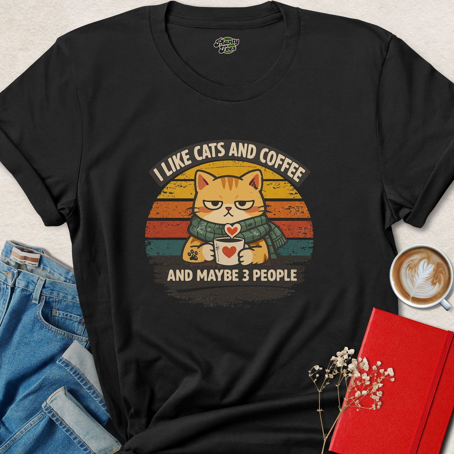 Funny Cat Coffee Lover Shirt Cute Cat Graphic Tee