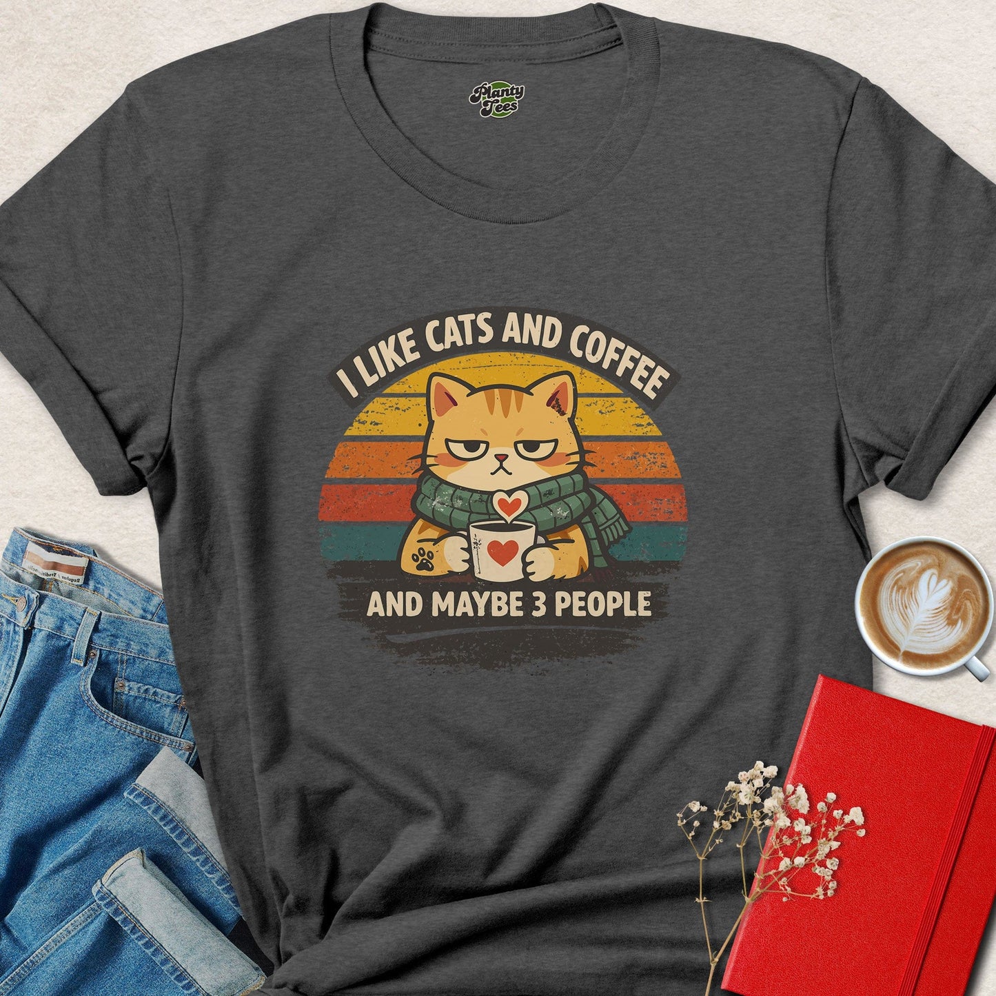 Funny Cat Coffee Lover Shirt Cute Cat Graphic Tee