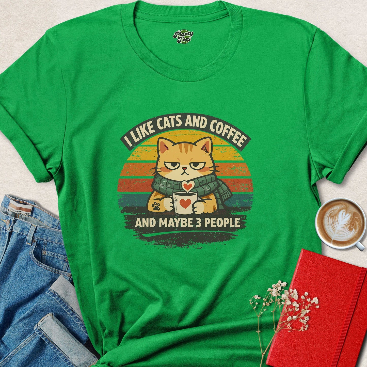 Funny Cat Coffee Lover Shirt Cute Cat Graphic Tee