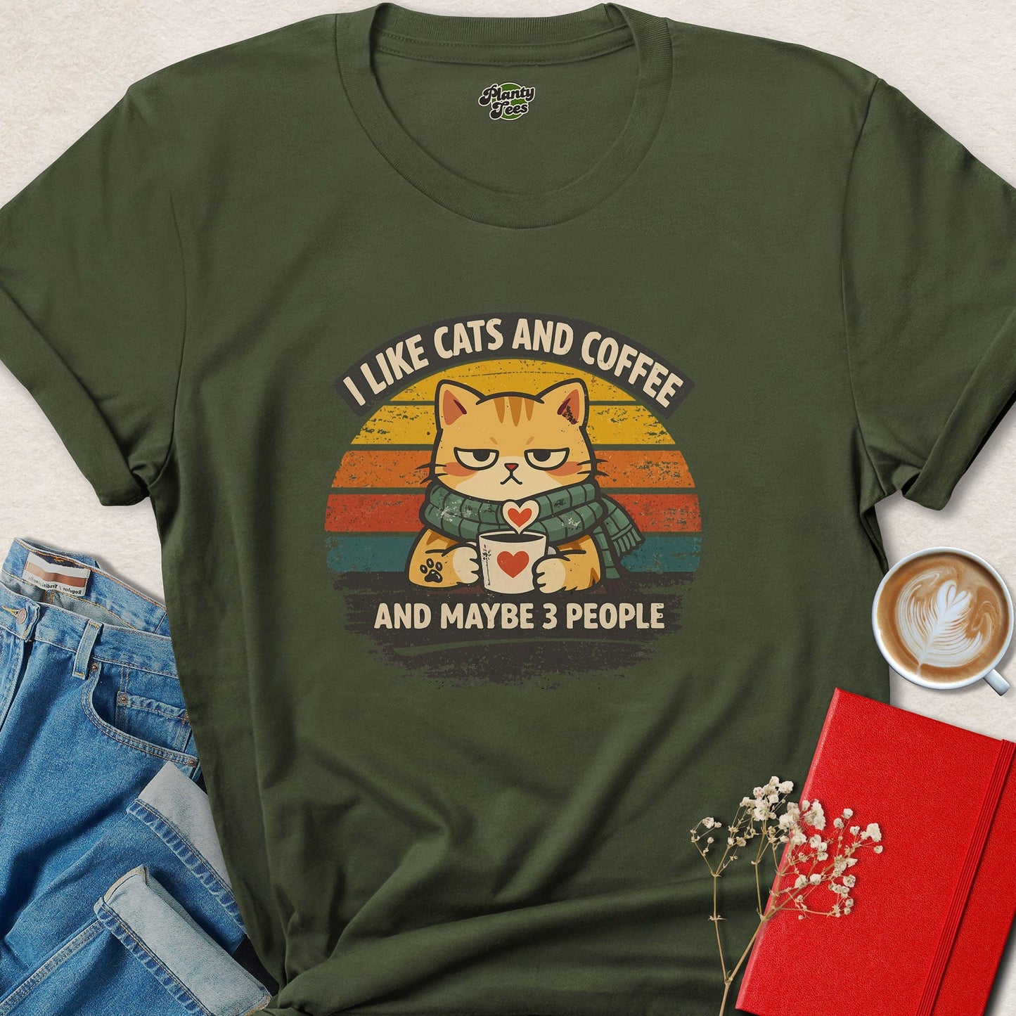 Funny Cat Coffee Lover Shirt Cute Cat Graphic Tee