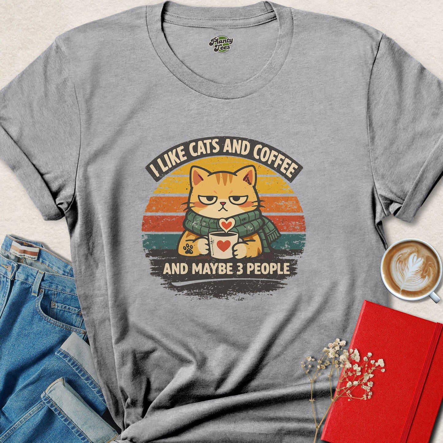 Funny Cat Coffee Lover Shirt Cute Cat Graphic Tee
