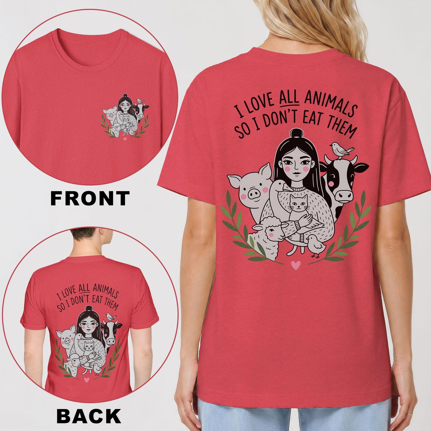I Love All Animals, So I Don't Eat Them Back Print T‑Shirt
