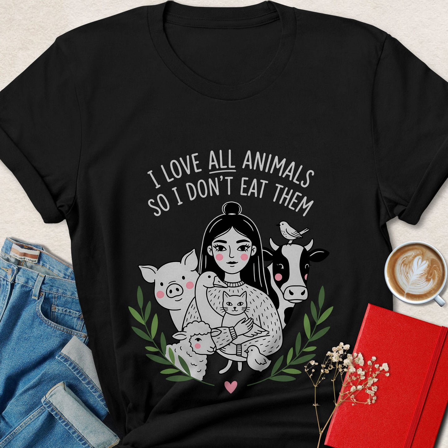 I Love All Animals So I Don't Eat Them Vegan T-Shirt