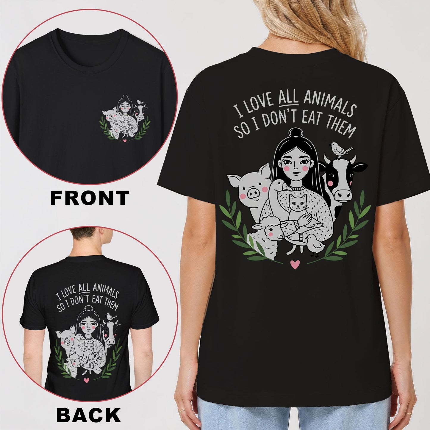 I Love All Animals, So I Don't Eat Them Back Print T‑Shirt