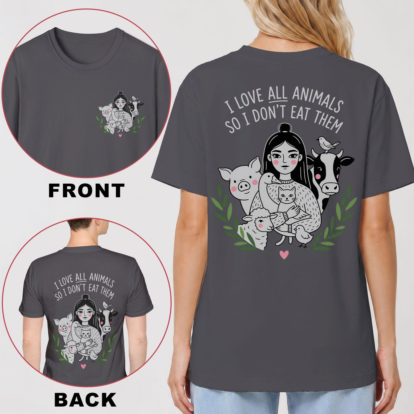 I Love All Animals, So I Don't Eat Them Back Print T‑Shirt